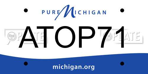 ATOP71 Michigan License Plate