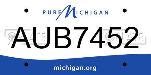 AUB7452 Michigan License Plate