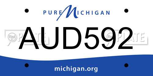 AUD592 Michigan License Plate