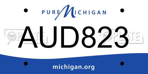 AUD823 Michigan License Plate