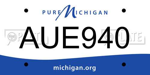 AUE940 Michigan License Plate