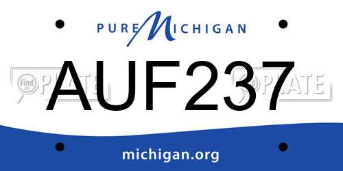 AUF237 Michigan License Plate
