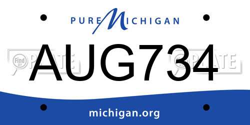 AUG734 Michigan License Plate