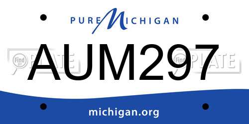AUM297 Michigan License Plate