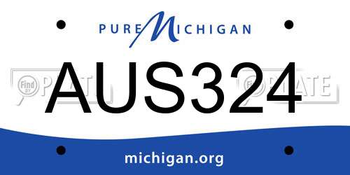 AUS324 Michigan License Plate