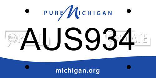 AUS934 Michigan License Plate