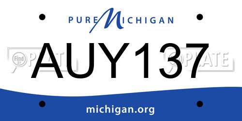 AUY137 Michigan License Plate