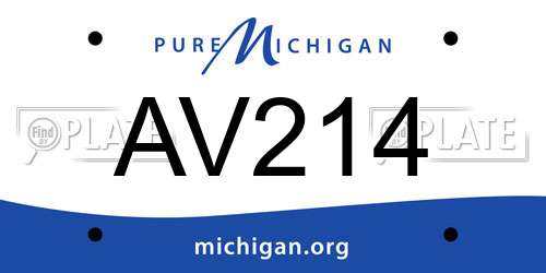AV214 Michigan License Plate