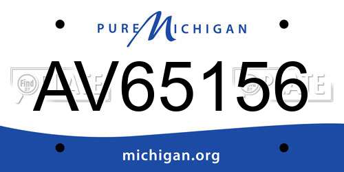 AV65156 Michigan License Plate