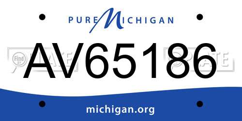 AV65186 Michigan License Plate
