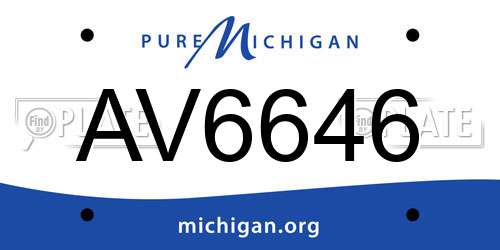 AV6646 Michigan License Plate