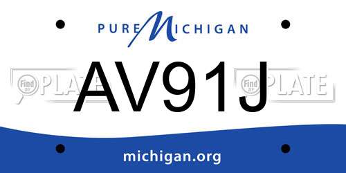 AV91J Michigan License Plate