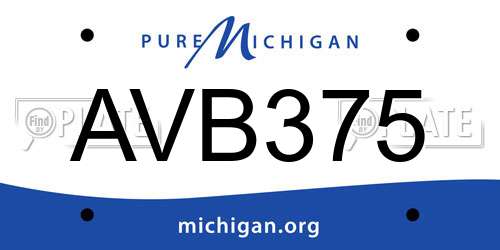 AVB375 Michigan License Plate
