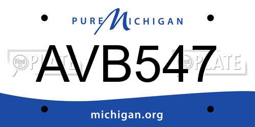 AVB547 Michigan License Plate