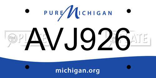 AVJ926 Michigan License Plate