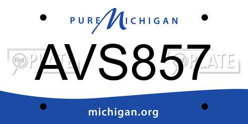 AVS857 Michigan License Plate