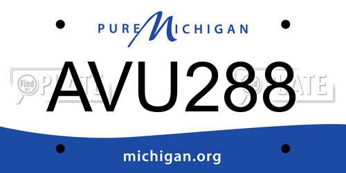 AVU288 Michigan License Plate
