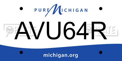 AVU64R Michigan License Plate