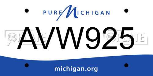 AVW925 Michigan License Plate