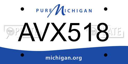 AVX518 Michigan License Plate