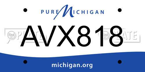 AVX818 Michigan License Plate