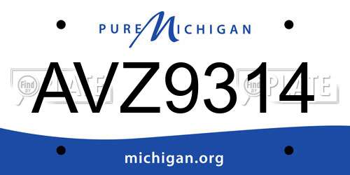 AVZ9314 Michigan License Plate