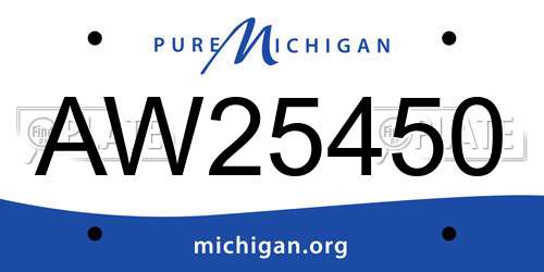 AW25450 Michigan License Plate