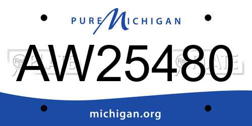 AW25480 Michigan License Plate