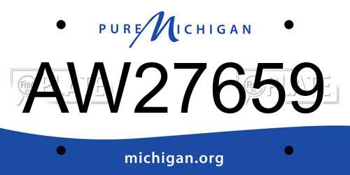 AW27659 Michigan License Plate