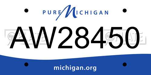 AW28450 Michigan License Plate