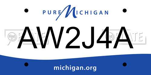 AW2J4A Michigan License Plate