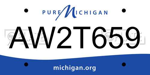 AW2T659 Michigan License Plate