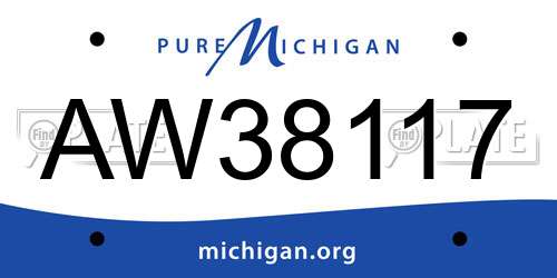 AW38117 Michigan License Plate