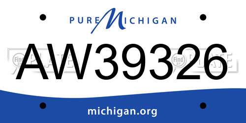 AW39326 Michigan License Plate