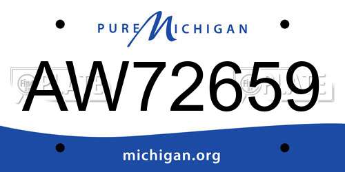 AW72659 Michigan License Plate