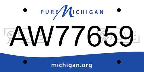 AW77659 Michigan License Plate