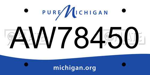 AW78450 Michigan License Plate