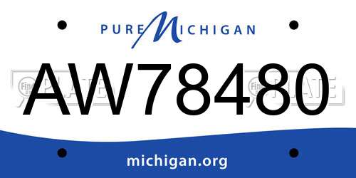 AW78480 Michigan License Plate