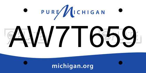 AW7T659 Michigan License Plate