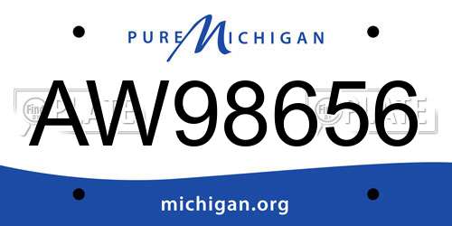 AW98656 Michigan License Plate