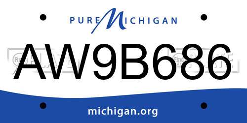 AW9B686 Michigan License Plate