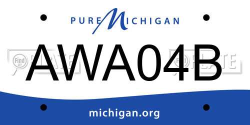 AWA04B Michigan License Plate