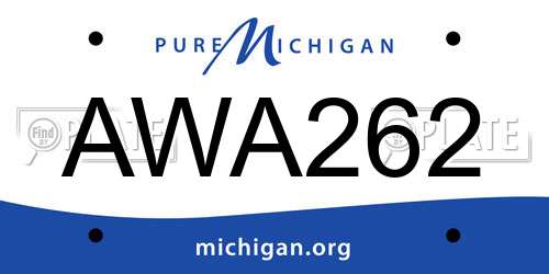 AWA262 Michigan License Plate