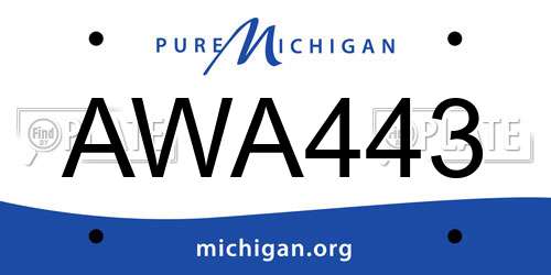 AWA443 Michigan License Plate