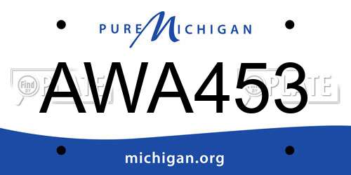 AWA453 Michigan License Plate