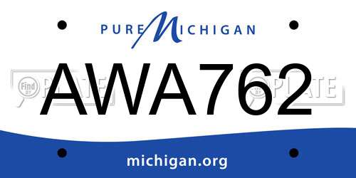 AWA762 Michigan License Plate