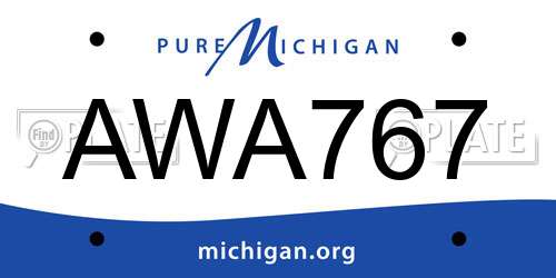 AWA767 Michigan License Plate