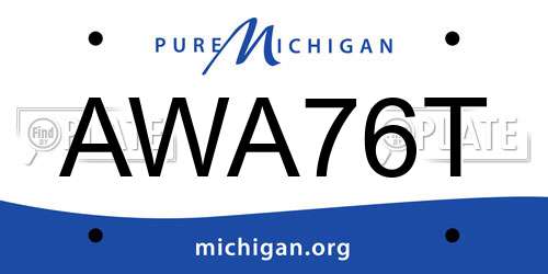 AWA76T Michigan License Plate