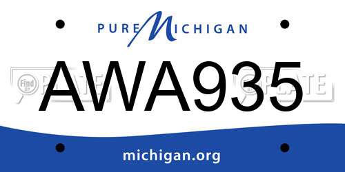 AWA935 Michigan License Plate