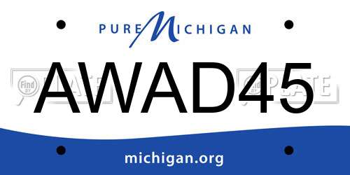 AWAD45 Michigan License Plate
